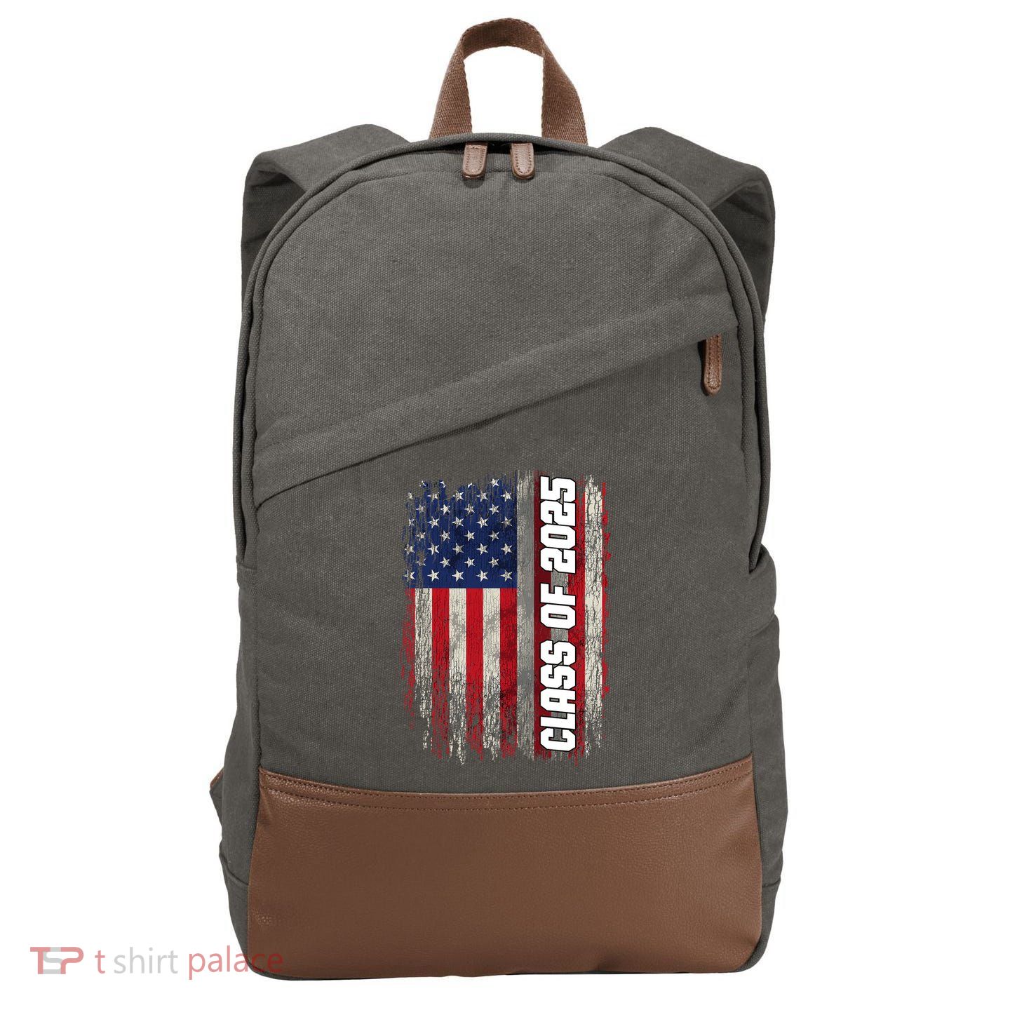 Class Of 2025 Funny Senior 2025 Usa American Flag Cotton Canvas Backpack