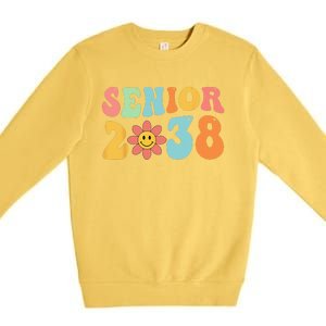 Class Of 2038 Senior 38 Graduation Last Day Of School Groovy Premium Crewneck Sweatshirt