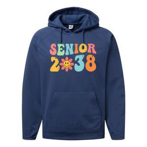 Class Of 2038 Senior 38 Graduation Last Day Of School Groovy Performance Fleece Hoodie