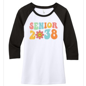 Class Of 2038 Senior 38 Graduation Last Day Of School Groovy Women's Tri-Blend 3/4-Sleeve Raglan Shirt