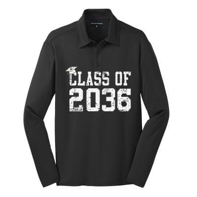 Class Of 2036 Grow With Me First Day Of School Graduation Cute Silk Touch Performance Long Sleeve Polo