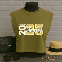 Class Of 2025 Senior Graduation Garment-Dyed Women's Muscle Tee