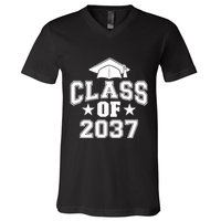 Class Of 2037 Grow With Me First Day Of School Graduation V-Neck T-Shirt