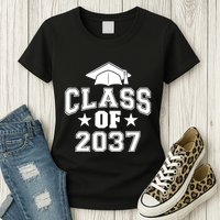 Class Of 2037 Grow With Me First Day Of School Graduation Womens T-Shirt