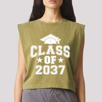 Class Of 2037 Grow With Me First Day Of School Graduation Garment-Dyed Women's Muscle Tee
