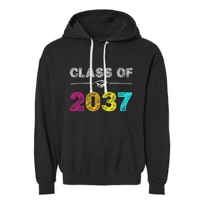 Class Of 2037 Grow With Me First Day Of School Graduation Garment-Dyed Fleece Hoodie