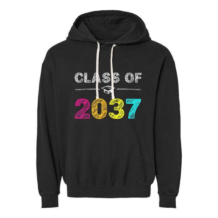 Class Of 2037 Grow With Me First Day Of School Graduation Garment-Dyed Fleece Hoodie