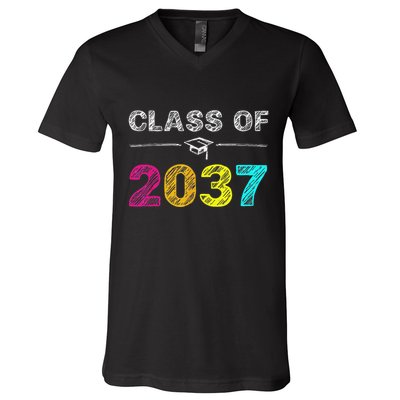 Class Of 2037 Grow With Me First Day Of School Graduation V-Neck T-Shirt