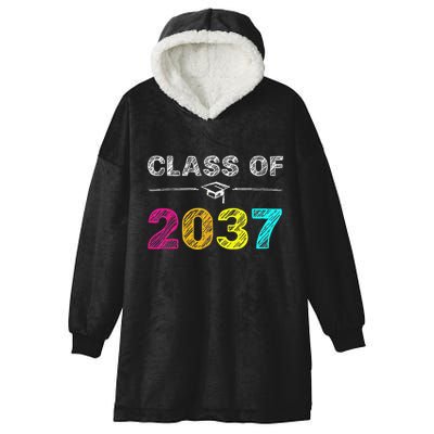 Class Of 2037 Grow With Me First Day Of School Graduation Hooded Wearable Blanket
