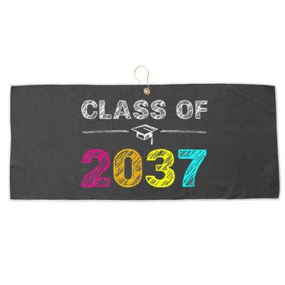 Class Of 2037 Grow With Me First Day Of School Graduation Large Microfiber Waffle Golf Towel