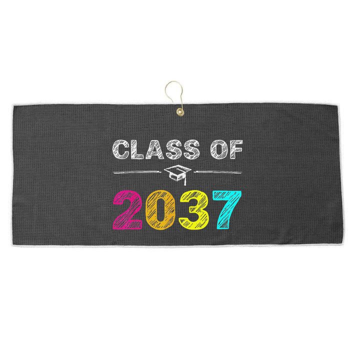 Class Of 2037 Grow With Me First Day Of School Graduation Large Microfiber Waffle Golf Towel