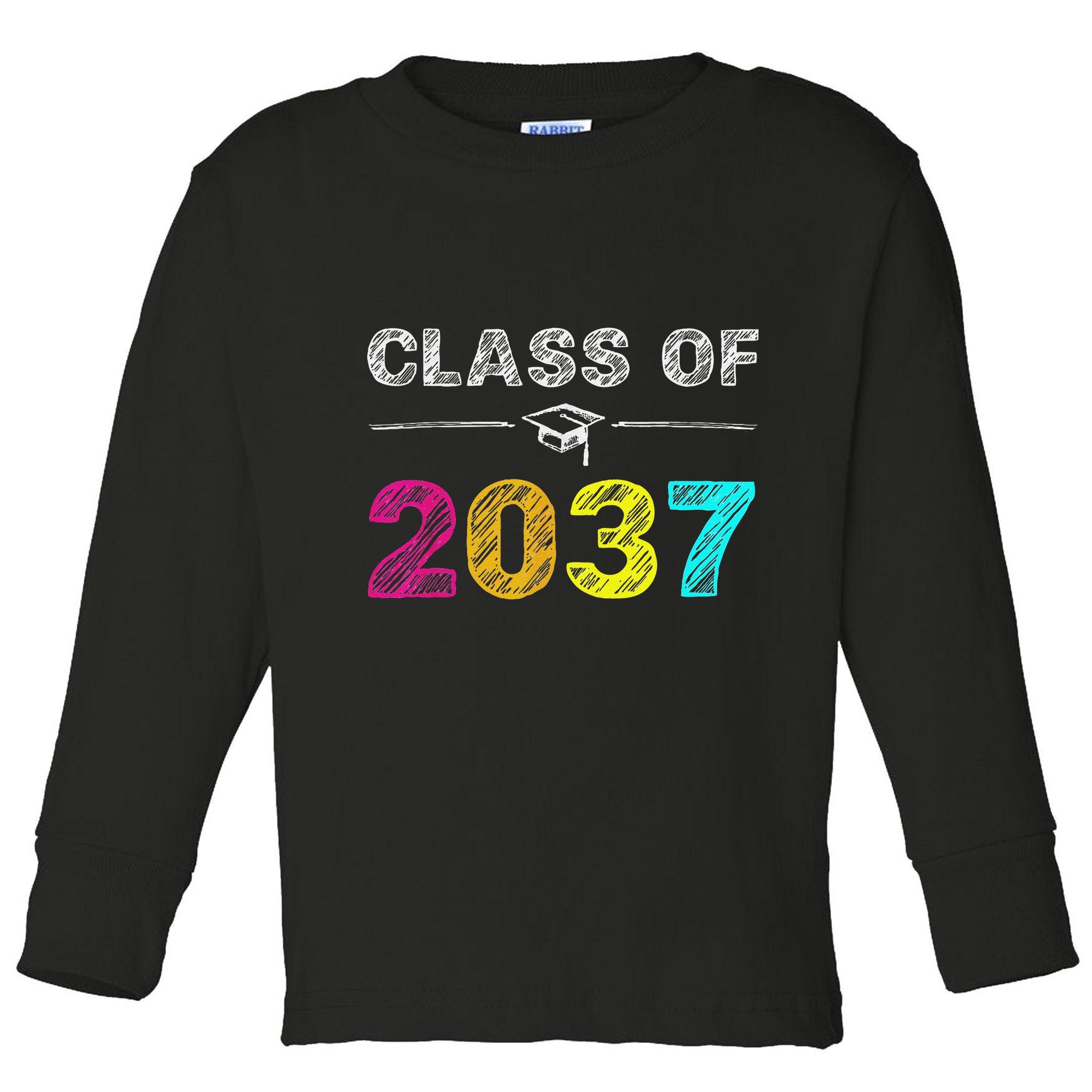 Class Of 2037 Grow With Me First Day Of School Graduation Toddler Long Sleeve Shirt
