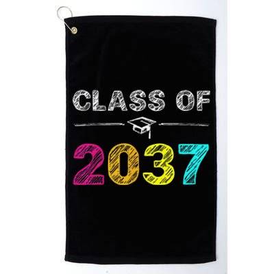 Class Of 2037 Grow With Me First Day Of School Graduation Platinum Collection Golf Towel