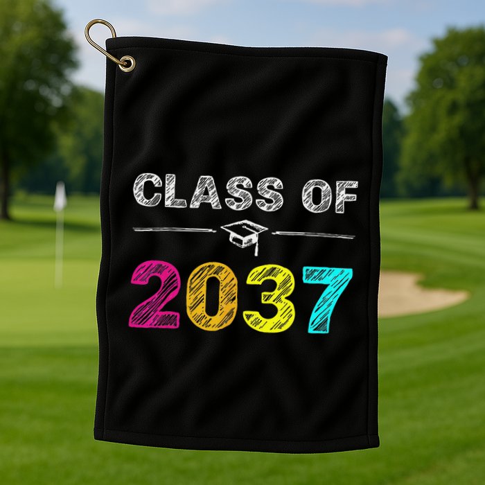 Class Of 2037 Grow With Me First Day Of School Graduation Golf Towel