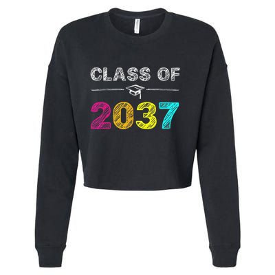Class Of 2037 Grow With Me First Day Of School Graduation Cropped Pullover Crew