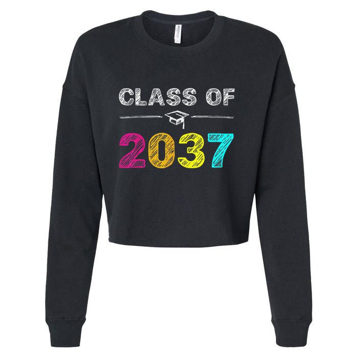 Class Of 2037 Grow With Me First Day Of School Graduation Cropped Pullover Crew