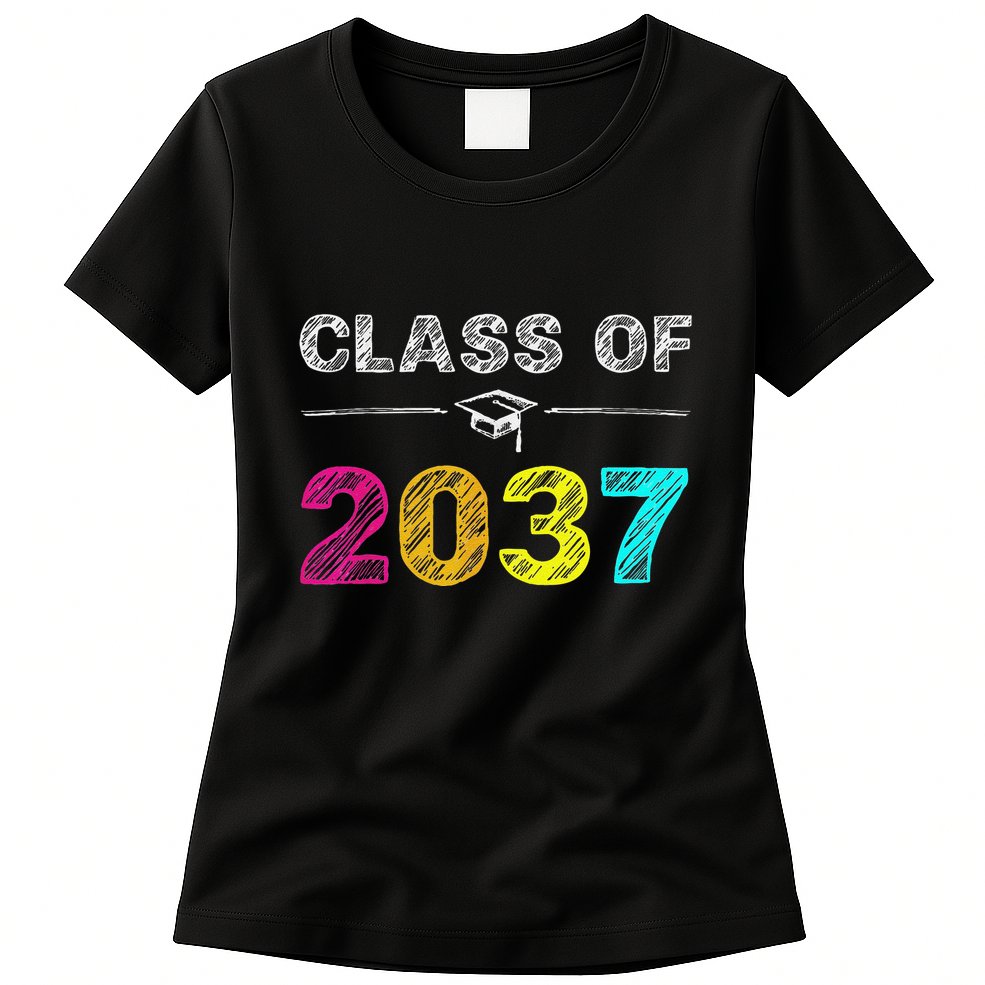 Class Of 2037 Grow With Me First Day Of School Graduation Womens T-Shirt