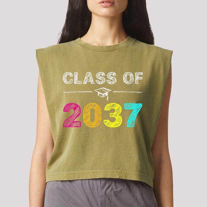 Class Of 2037 Grow With Me First Day Of School Graduation Garment-Dyed Women's Muscle Tee