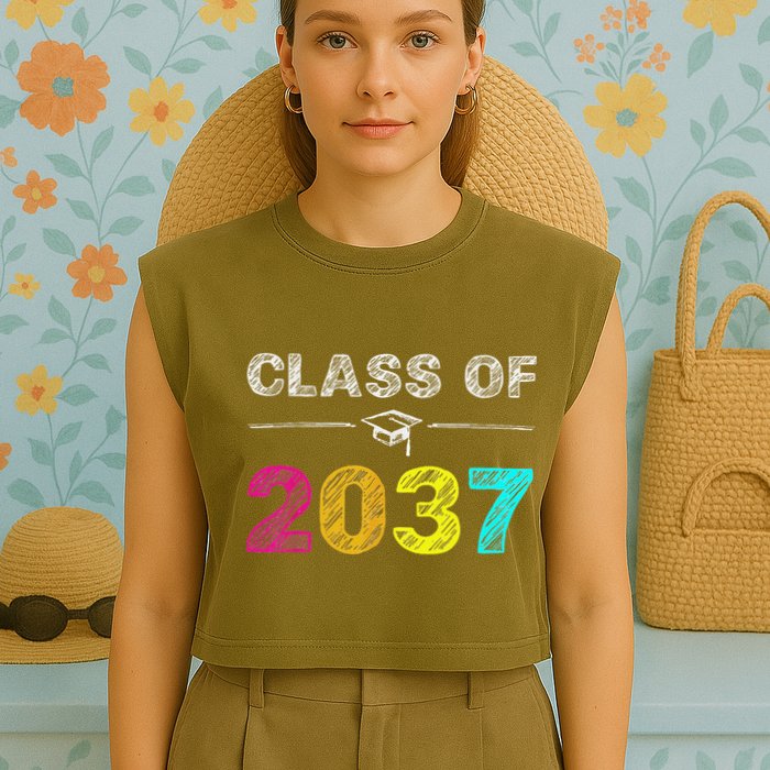 Class Of 2037 Grow With Me First Day Of School Graduation Garment-Dyed Women's Muscle Tee