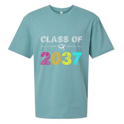 Class Of 2037 Grow With Me First Day Of School Graduation Sueded Cloud Jersey T-Shirt