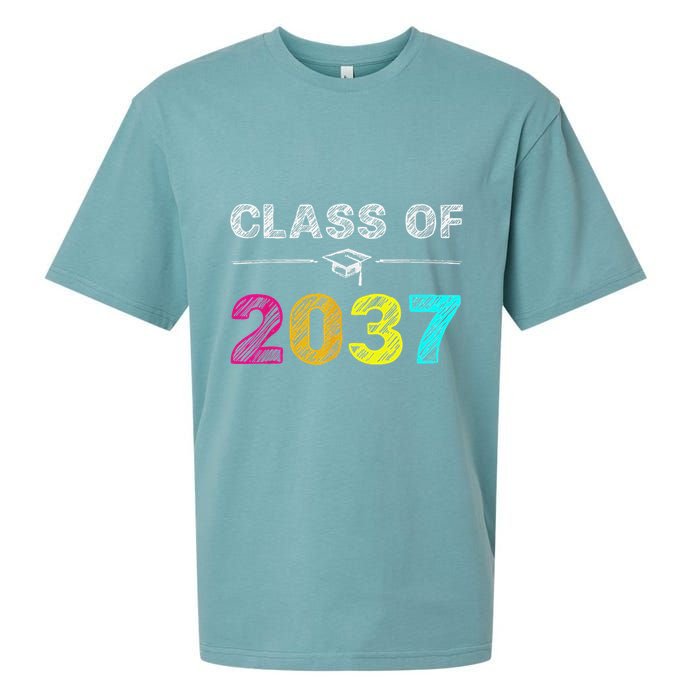 Class Of 2037 Grow With Me First Day Of School Graduation Sueded Cloud Jersey T-Shirt