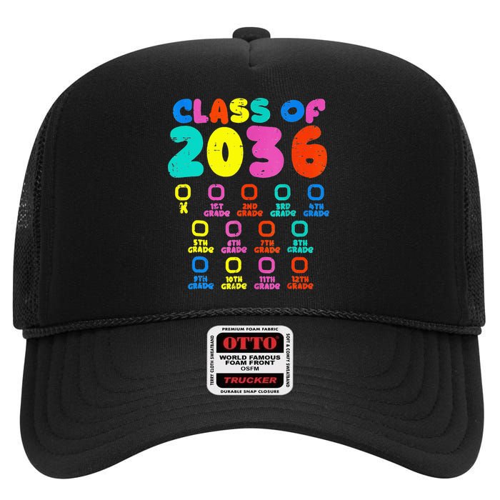 Class Of 2036 Colorful Grow With Me Checklist Graduation High Crown Mesh Back Trucker Hat