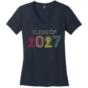 Class Of 2027 Senior 27 Grad Graduation Grow With Me School Women's V-Neck T-Shirt