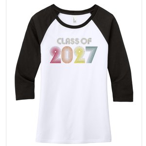 Class Of 2027 Senior 27 Grad Graduation Grow With Me School Women's Tri-Blend 3/4-Sleeve Raglan Shirt