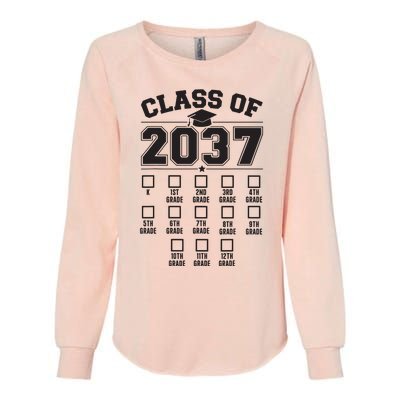 Class Of 2037 Grow With Me Checklist Kindergarten 12th Grade Womens California Wash Sweatshirt