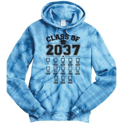 Class Of 2037 Grow With Me Checklist Kindergarten 12th Grade Tie Dye Hoodie