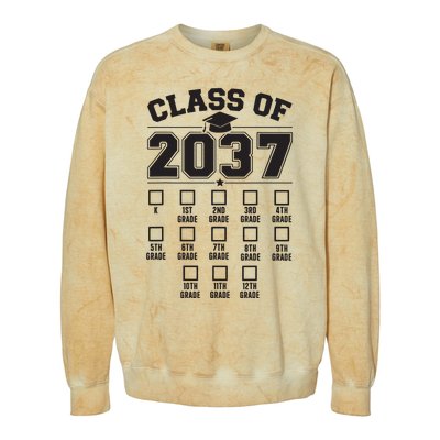 Class Of 2037 Grow With Me Checklist Kindergarten 12th Grade Colorblast Crewneck Sweatshirt