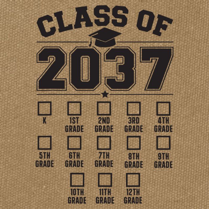 Class Of 2037 Grow With Me Checklist Kindergarten 12th Grade Cotton Canvas Backpack