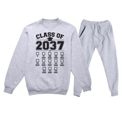 Class Of 2037 Grow With Me Checklist Kindergarten 12th Grade Premium Crewneck Sweatsuit Set