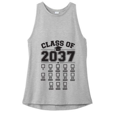 Class Of 2037 Grow With Me Checklist Kindergarten 12th Grade Ladies PosiCharge Tri-Blend Wicking Tank