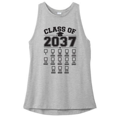 Class Of 2037 Grow With Me Checklist Kindergarten 12th Grade Ladies PosiCharge Tri-Blend Wicking Tank