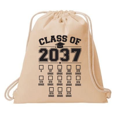 Class Of 2037 Grow With Me Checklist Kindergarten 12th Grade Drawstring Bag