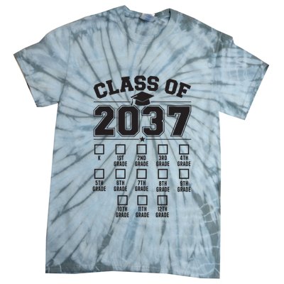 Class Of 2037 Grow With Me Checklist Kindergarten 12th Grade Tie-Dye T-Shirt