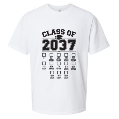Class Of 2037 Grow With Me Checklist Kindergarten 12th Grade Sueded Cloud Jersey T-Shirt