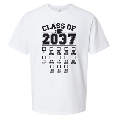 Class Of 2037 Grow With Me Checklist Kindergarten 12th Grade Sueded Cloud Jersey T-Shirt