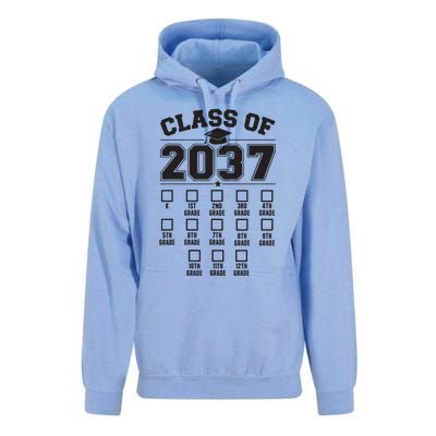 Class Of 2037 Grow With Me Checklist Kindergarten 12th Grade Unisex Surf Hoodie