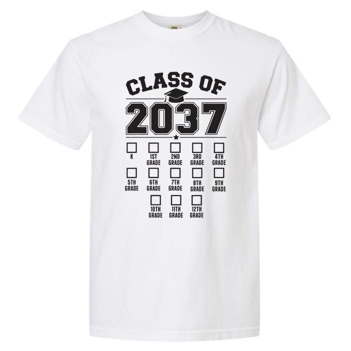 Class Of 2037 Grow With Me Checklist Kindergarten 12th Grade Garment-Dyed Heavyweight T-Shirt