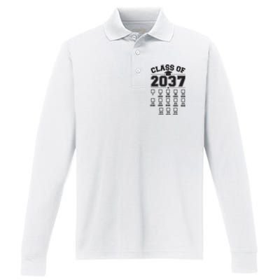 Class Of 2037 Grow With Me Checklist Kindergarten 12th Grade Performance Long Sleeve Polo