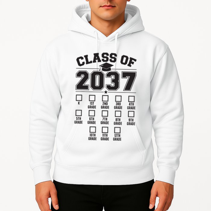 Class Of 2037 Grow With Me Checklist Kindergarten 12th Grade Hoodie