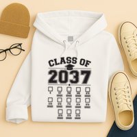 Class Of 2037 Grow With Me Checklist Kindergarten 12th Grade Hoodie