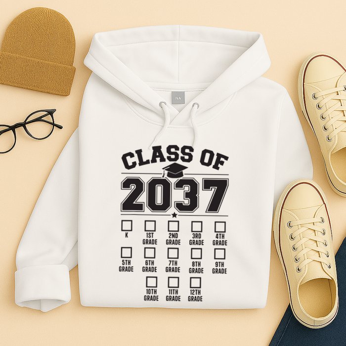 Class Of 2037 Grow With Me Checklist Kindergarten 12th Grade Hoodie