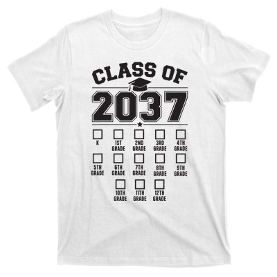 Class Of 2037 Grow With Me Checklist Kindergarten 12th Grade T-Shirt