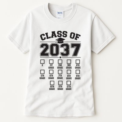 Class Of 2037 Grow With Me Checklist Kindergarten 12th Grade Tall T-Shirt