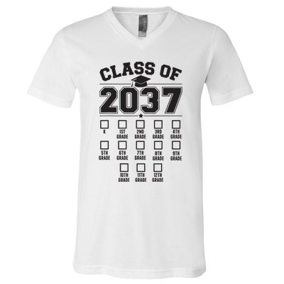 Class Of 2037 Grow With Me Checklist Kindergarten 12th Grade V-Neck T-Shirt