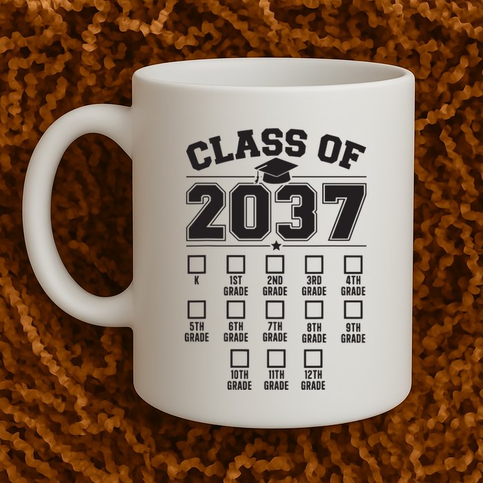 Class Of 2037 Grow With Me Checklist Kindergarten 12th Grade Mug