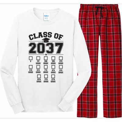 Class Of 2037 Grow With Me Checklist Kindergarten 12th Grade Long Sleeve Pajama Set